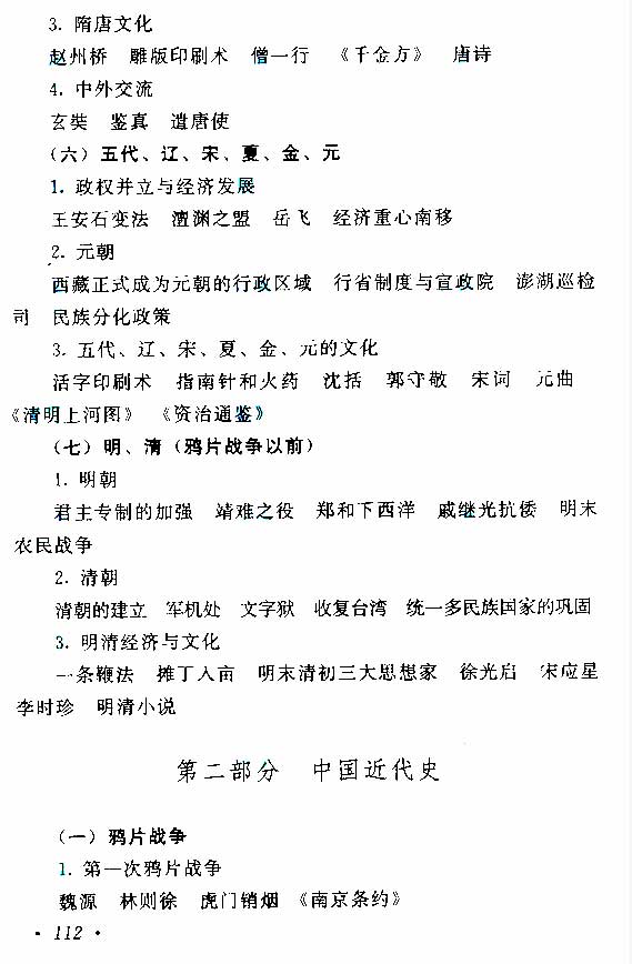 2015年成人高考高起点《历史地理》考试大纲