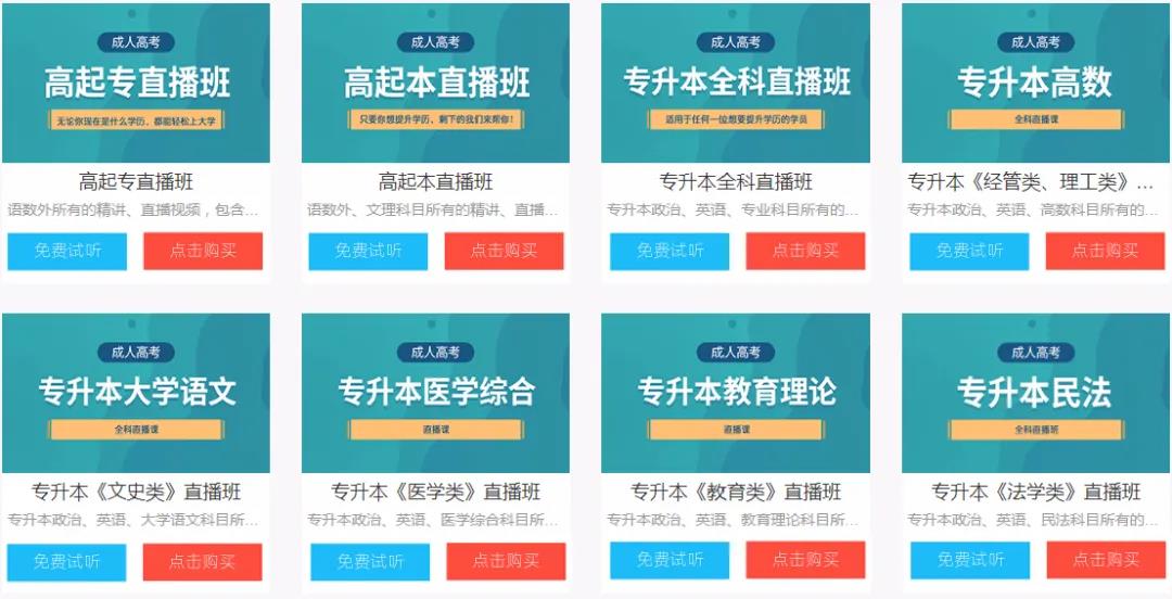 2020年广东省成人高考复习教材（视频版）