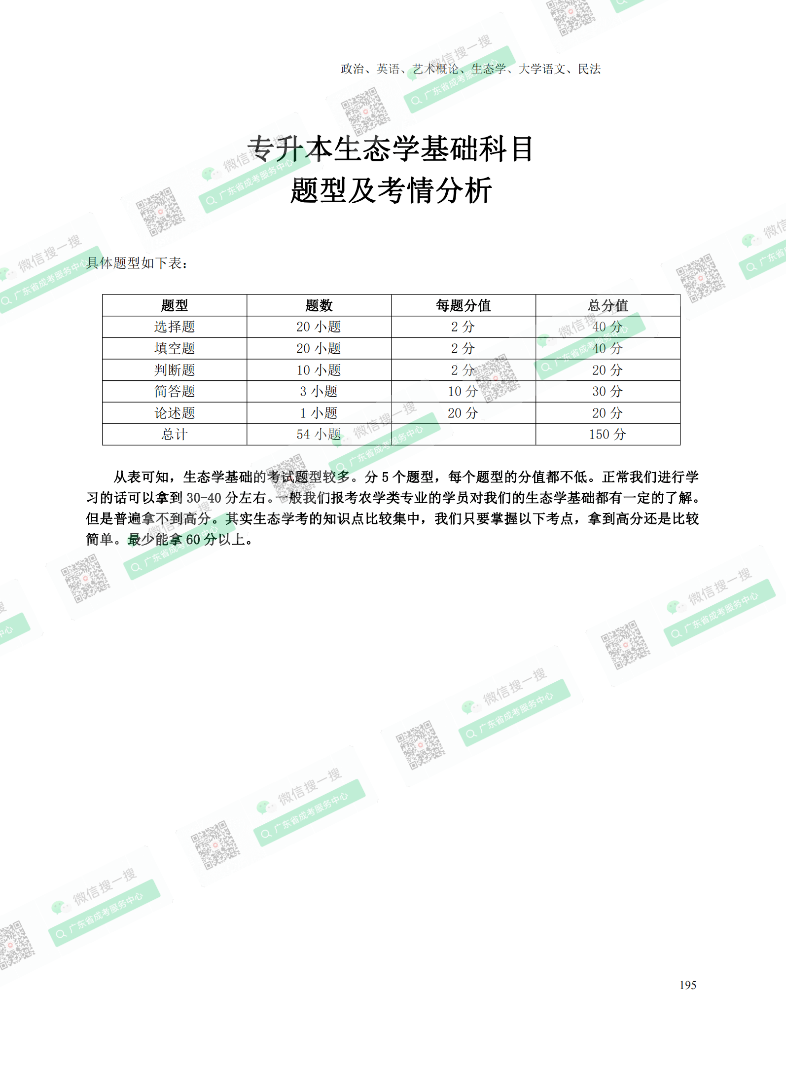 2021年广东成人高考复习资料：专升本生态学基础科目（电子版，可下载）