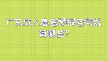 广东成人高考预报名用处有哪些